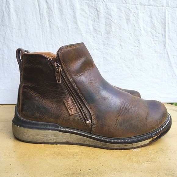 Keen Shoes - Keen Bailey US 8 Brown Cognac Leather Zip Ankle Boots Casual Minimalist Hiking